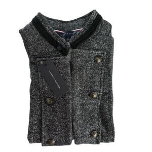 Tommy Hilfiger Women's Size Large Gray Military Band Open Front Jacket NWT